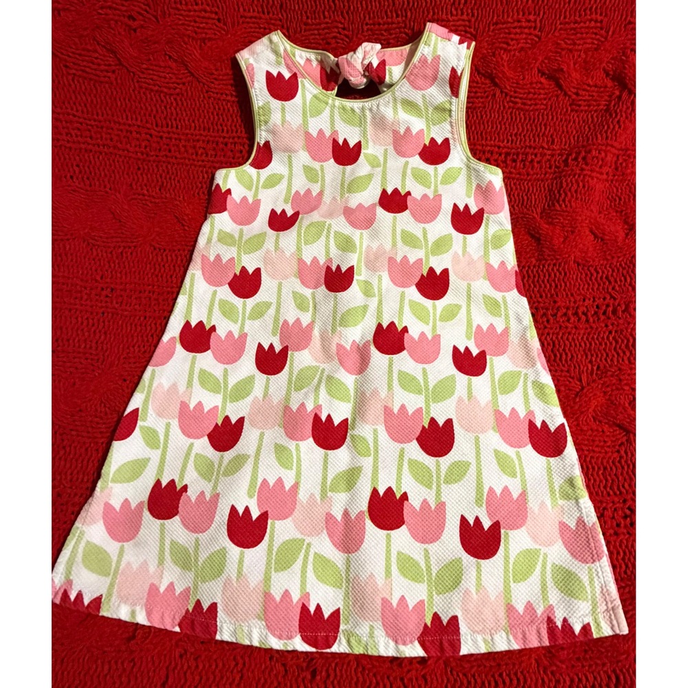Gymboree Girls Vintage 2003 Tulip Floral Pique Dress Pink Red White Size 5